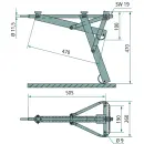 Galvanized rotating support ALKO system chassis A 505 mm B 470 mm C 260 mm D 190 mm
