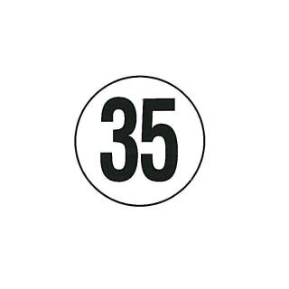 Speed sign PVC film white / black 35 km / h