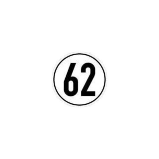 Speed sign PVC film white / black 62 km / h
