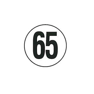 Speed sign PVC film white / black 65 km / h