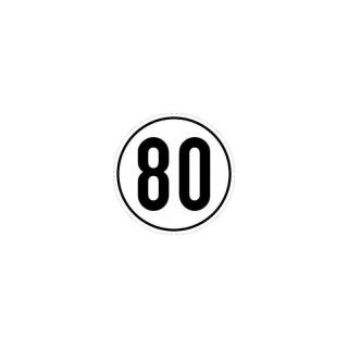 Speed sign PVC film white / black 80 km / h
