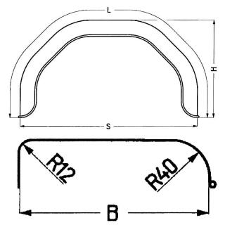 Plastic single-axle mudguard profile 12/40 B220 S750 L1120 H330