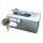 Complete box security, locking bolt, keyed alike. Discus lock