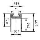 Airline lashing rail, aluminum, W 31.5mm, H 46.5mm