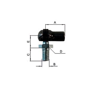 Angle heads (steel) for gas springs, gas pressure springs (B) M6 / (F) M8 / (A) 19 mm / SW13