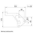 Pendulum bolt right, 155 mm, to screw on