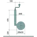AL-KO support wheel solid rubber steel rim 200x50, 150 kg