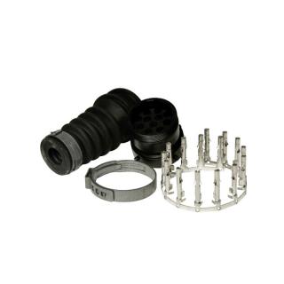 15-pin, bayonet connector including contacts and black boot, female