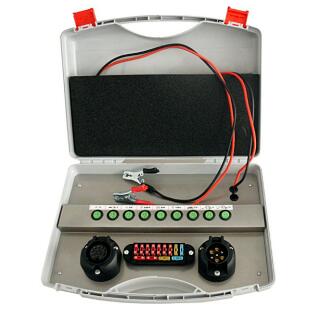 Universal test case for 7- and 13-pole trailer lighting